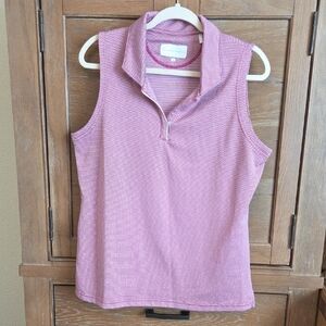 🚦3for$15🚦leeveless Fuchsia And White Sleeveless Polo Top Size XL